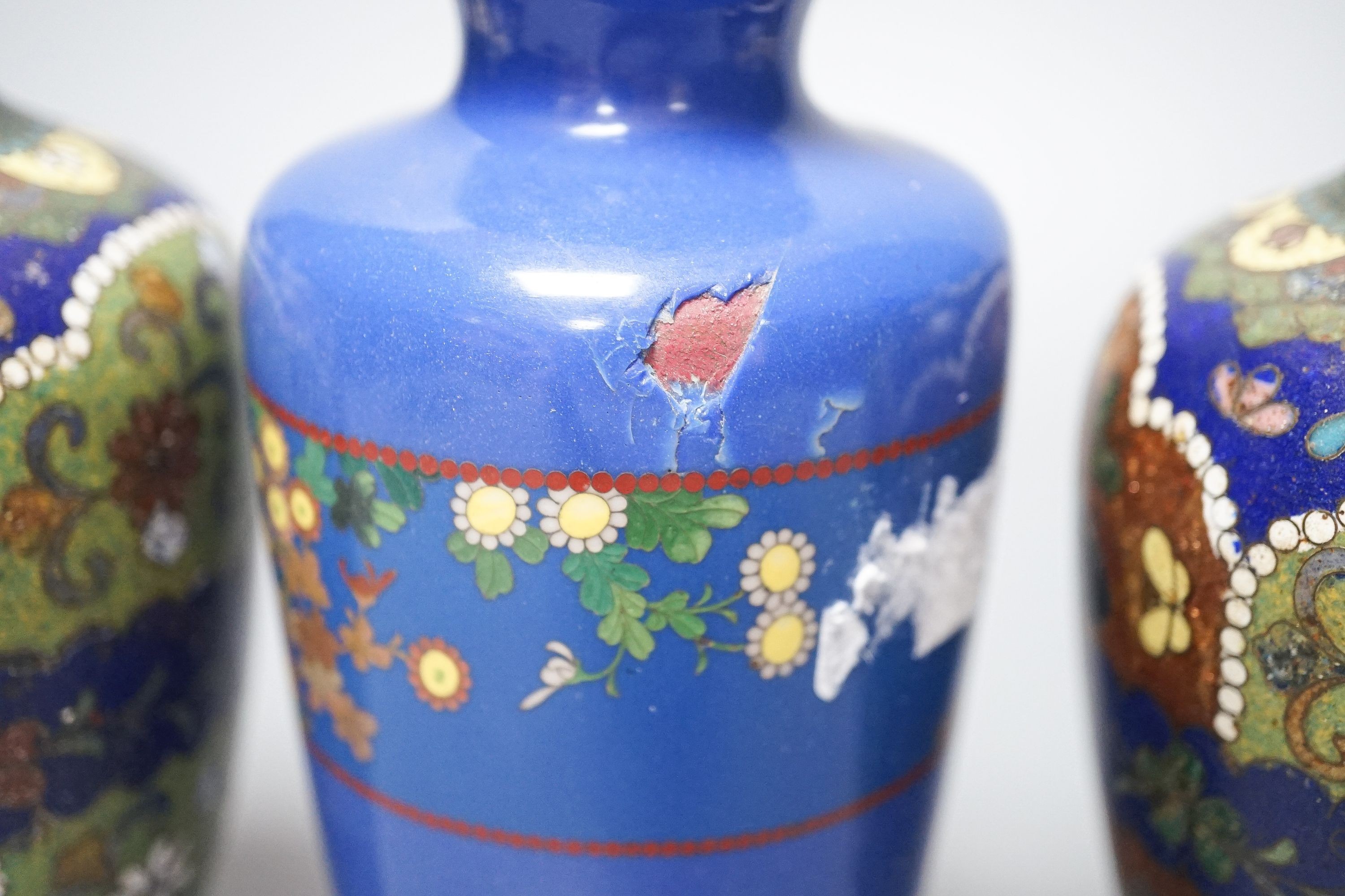 A group of Japanese ceramics and cloisonne enamel wares 19cm